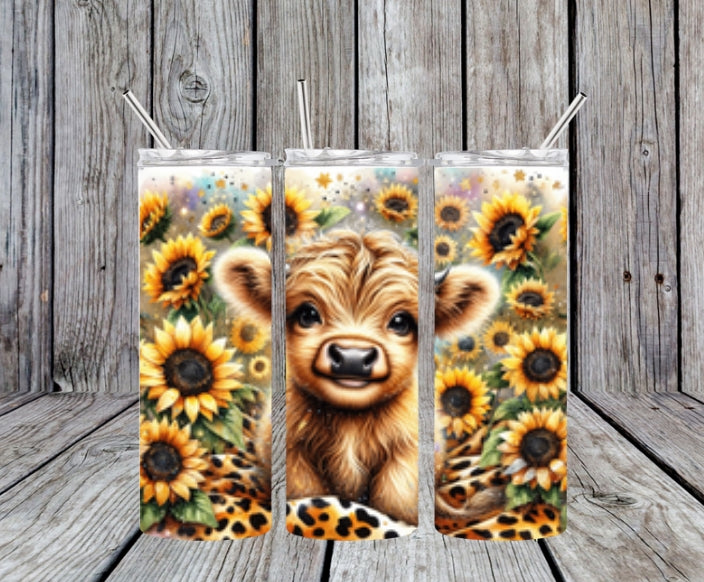 BABY HIGHLAND COW SUNFLOWERS