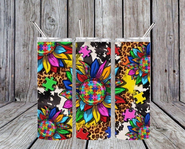 autism flower tumbler
