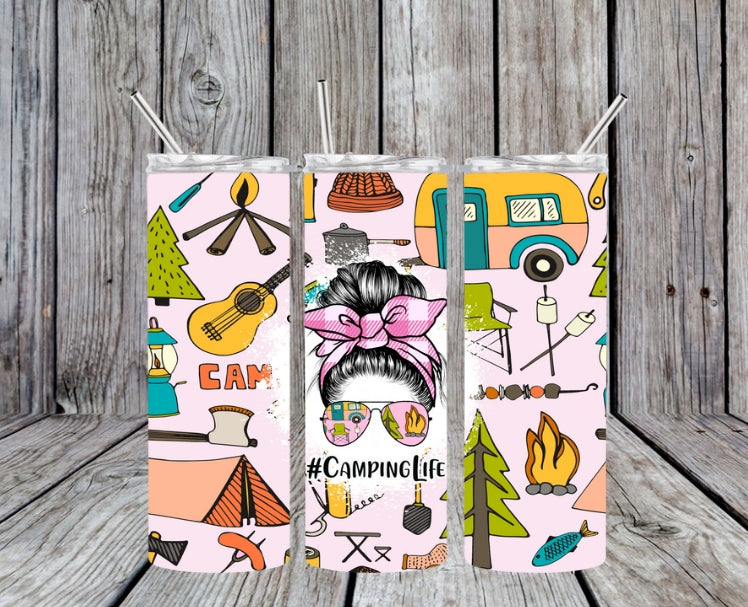 camp life messy bun tumbler
