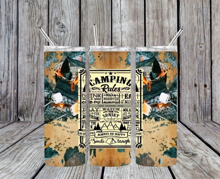 camping rules tumbler