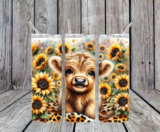 BABY HIGHLAND COW SUNFLOWERS