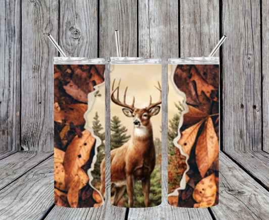 deer and fall leaves