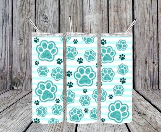 green paw prints