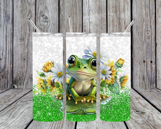 frog with green glitter
