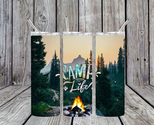 camp life trees tumbler