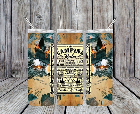 camping rules tumbler