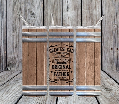 greatest dad wooden tumbler